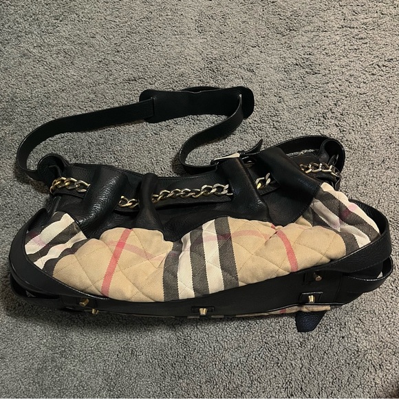 Burberry Brown/Beige Leather and Quilted House Check handbag - Picture 4 of 10